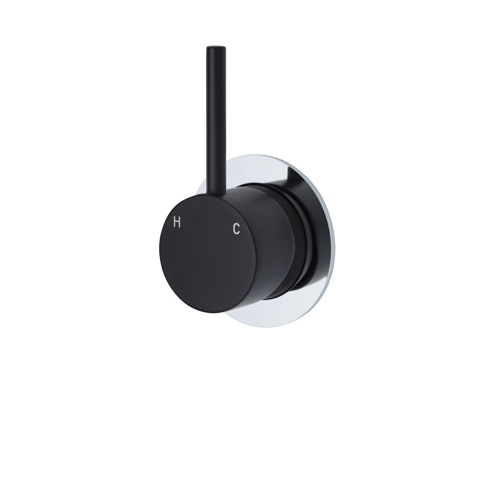 Fienza Kaya Up Small Round Plate Wall Mixer - Matte Black