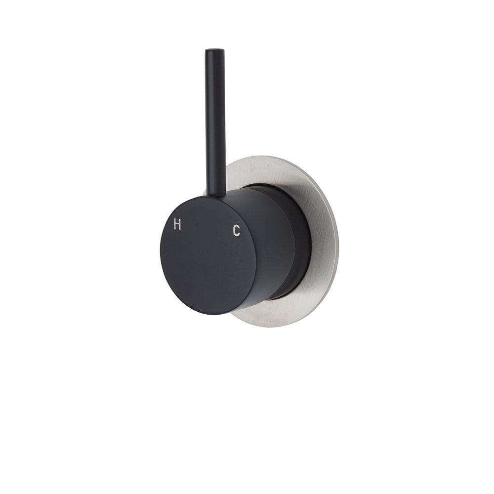 Fienza Kaya Up Small Round Plate Wall Mixer - Matte Black