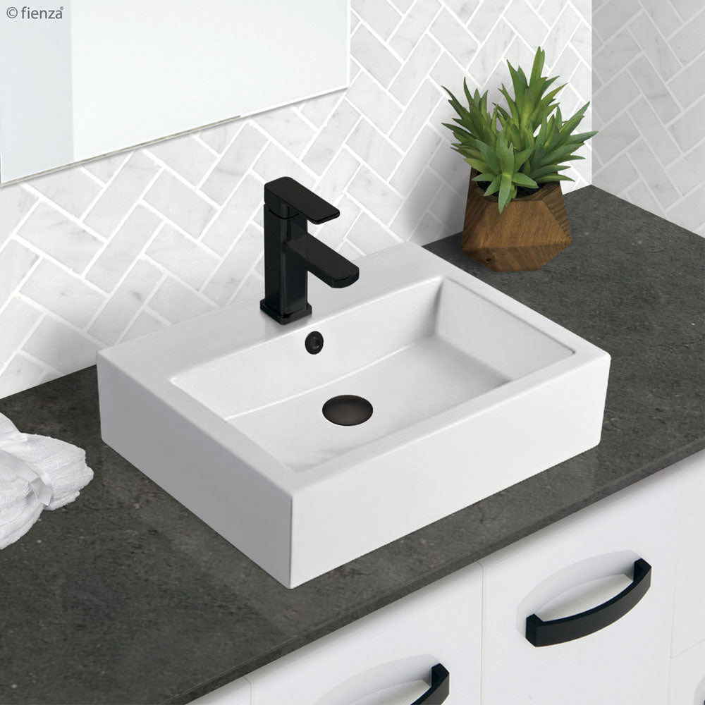Fienza RB07N Modena Above Counter Basin 1 Tap Hole, White Gloss
