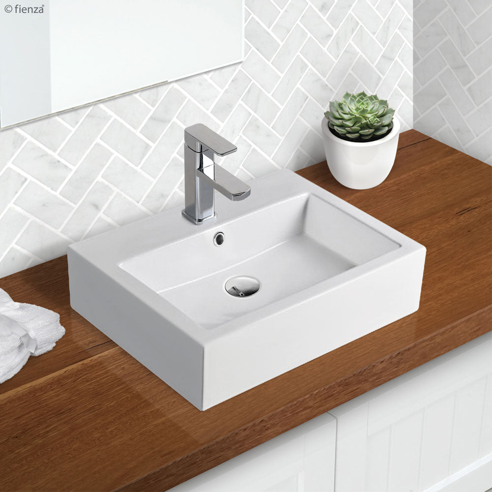 Fienza RB07N Modena Above Counter Basin 1 Tap Hole, White Gloss