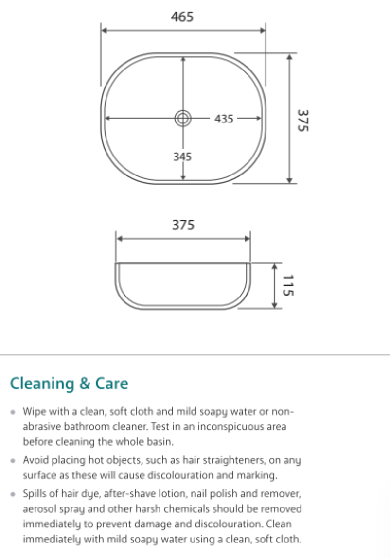 Fienza RB185B Koko 465mm Above Counter Basin, Matte Black