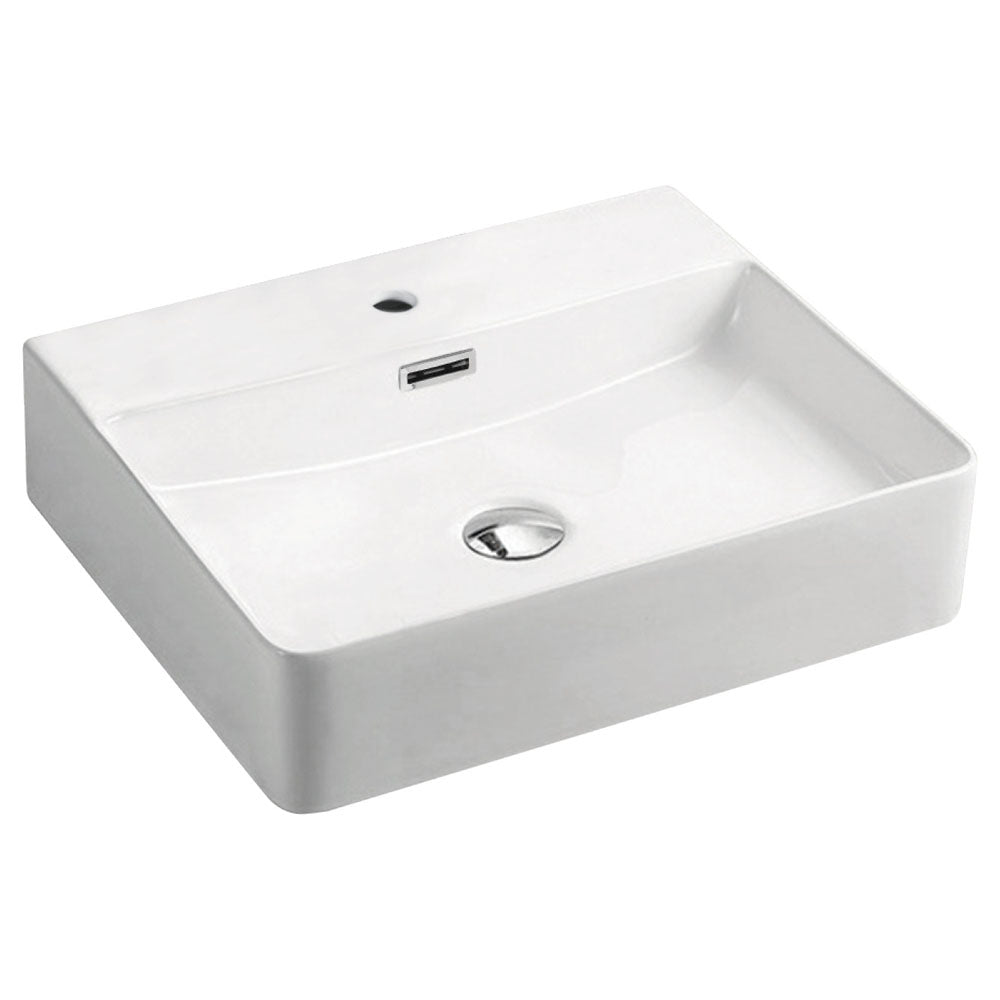 Fienza RB2173 Petra Above Counter 1 Tap Hole Ceramic Basin, White