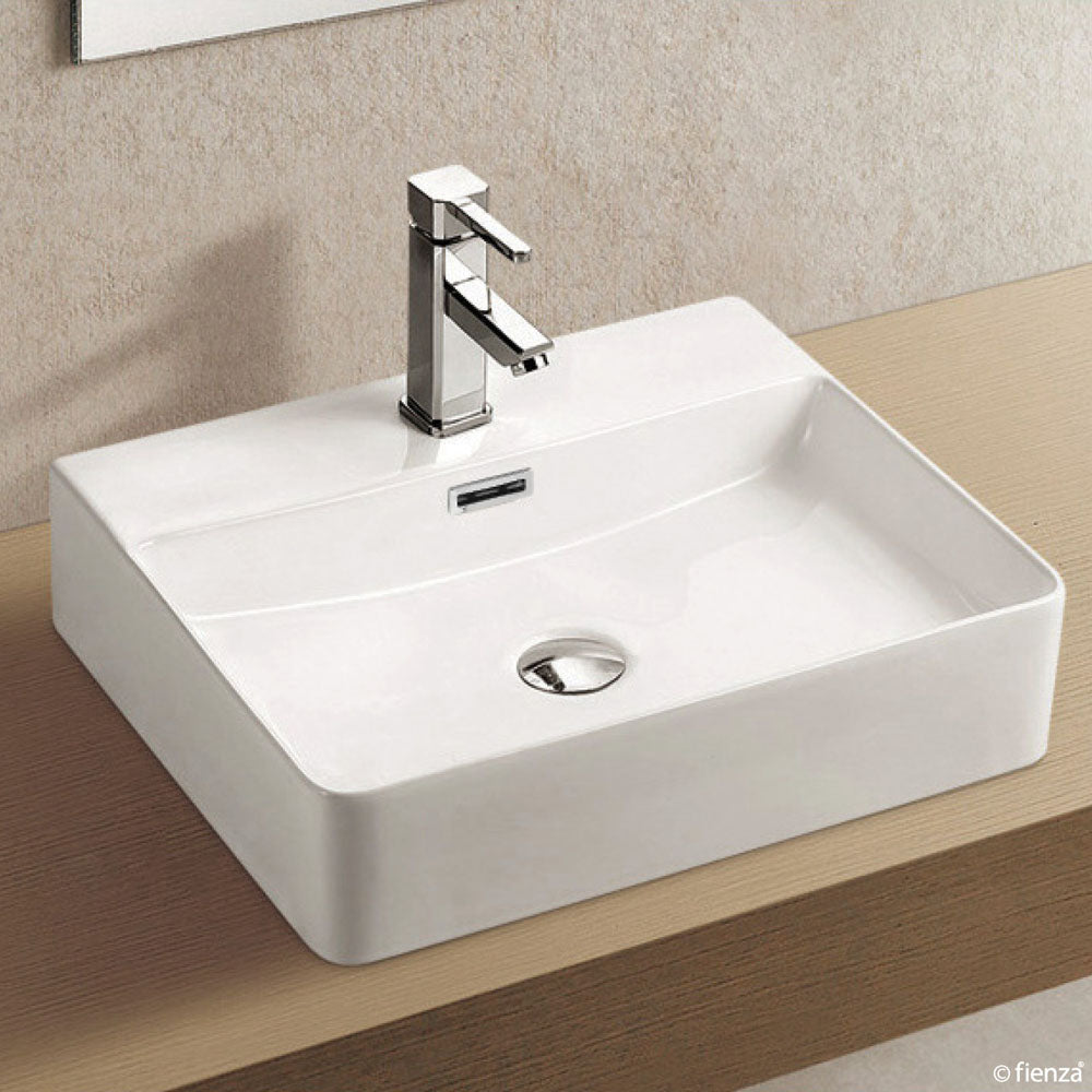 Fienza RB2173 Petra Above Counter 1 Tap Hole Ceramic Basin, White