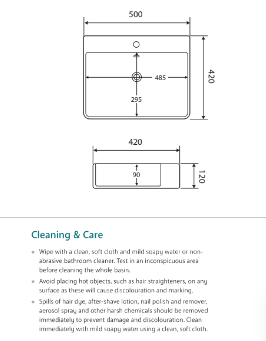 Fienza RB2173 Petra Above Counter 1 Tap Hole Ceramic Basin, White