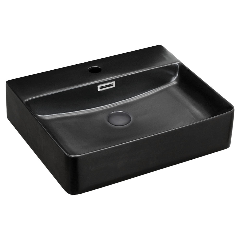 Fienza RB2173B Petra Above Counter 1 Tap Hole Ceramic Basin, Matte Black