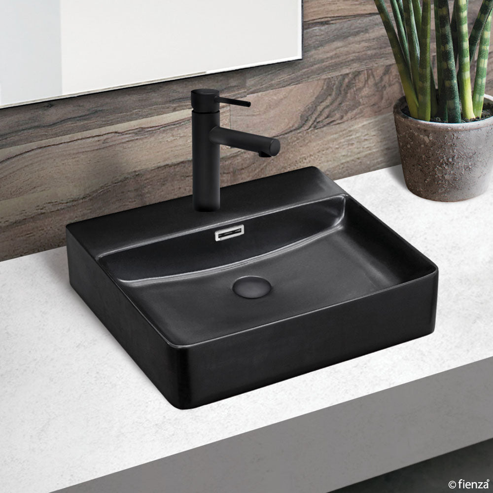 Fienza RB2173B Petra Above Counter 1 Tap Hole Ceramic Basin, Matte Black