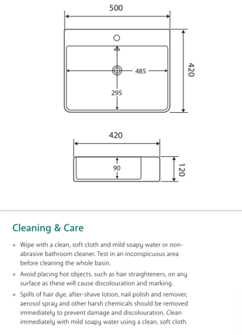 Fienza RB2173B Petra Above Counter 1 Tap Hole Ceramic Basin, Matte Black