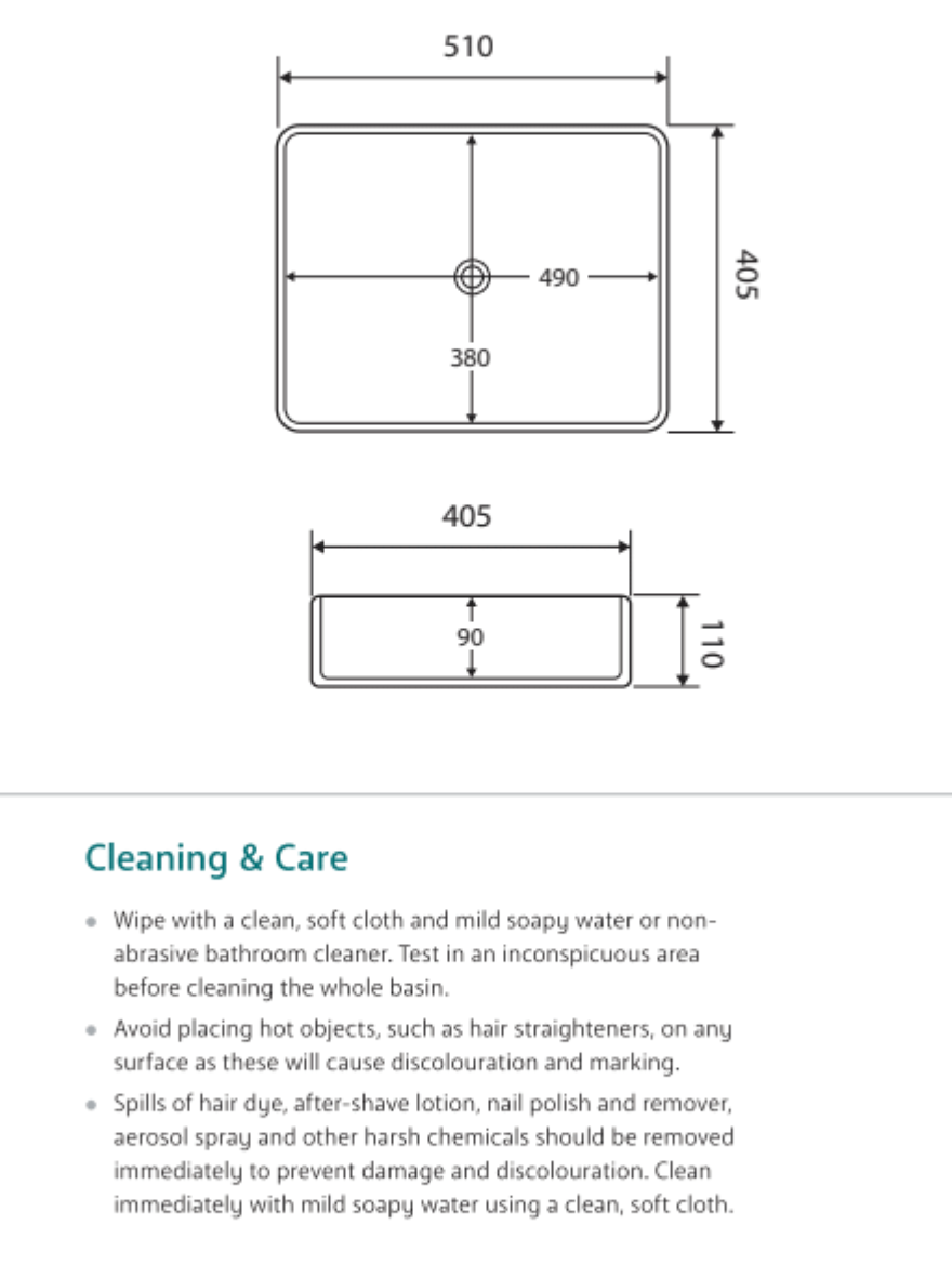 Fienza RB2178 Luciana Above Counter Ceramic Basin, White