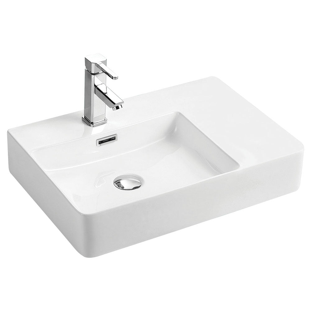 Fienza RB2223L Petra Wall Hung 1 Tap Hole Basin Left Hand, White