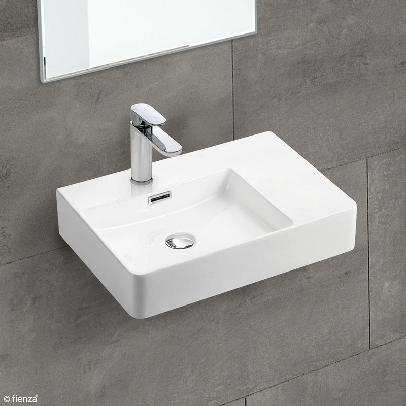Fienza RB2223L Petra Wall Hung 1 Tap Hole Basin Left Hand, White - Special Order