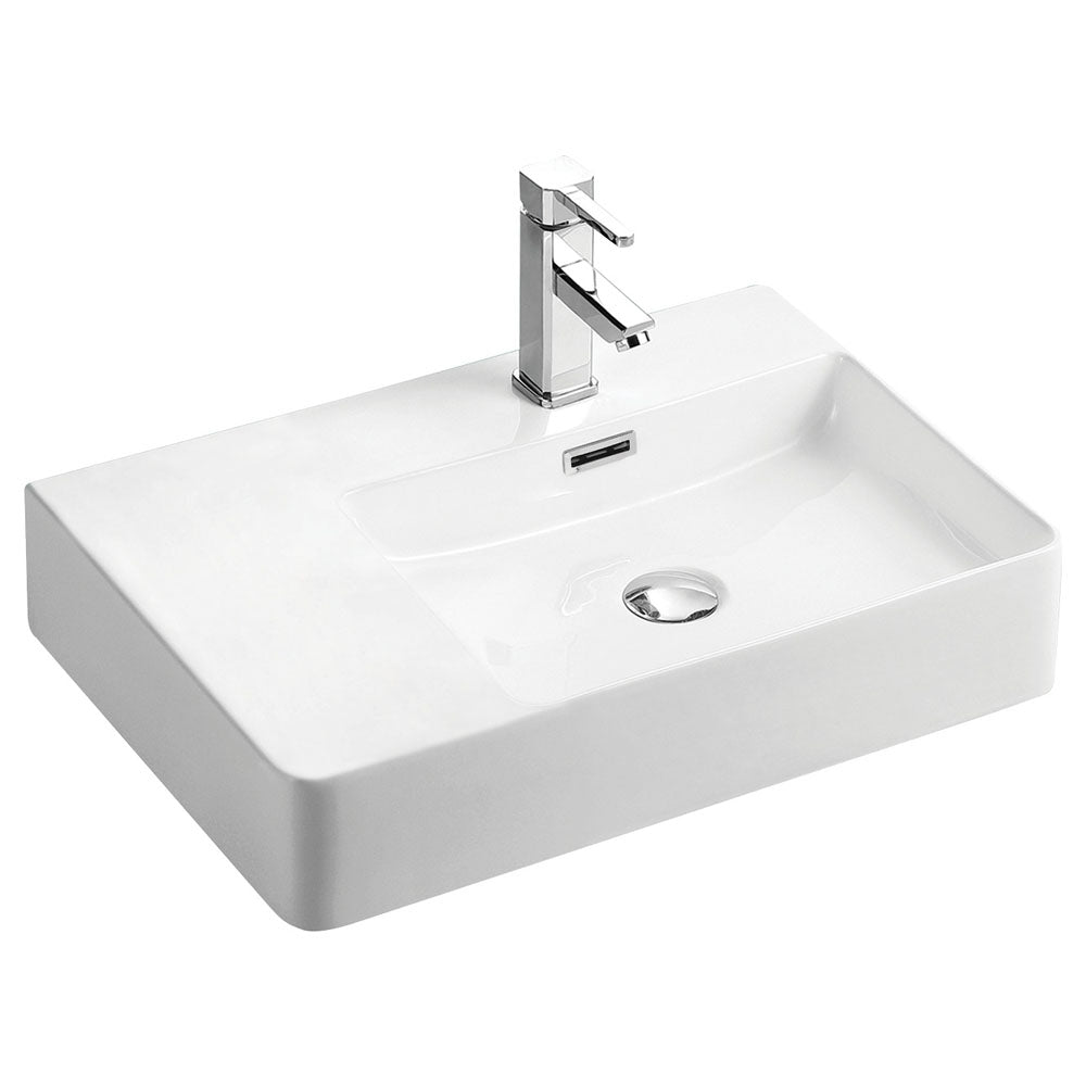 Fienza RB2223R Petra Wall Hung 1 Tap Hole Basin Right Hand, White