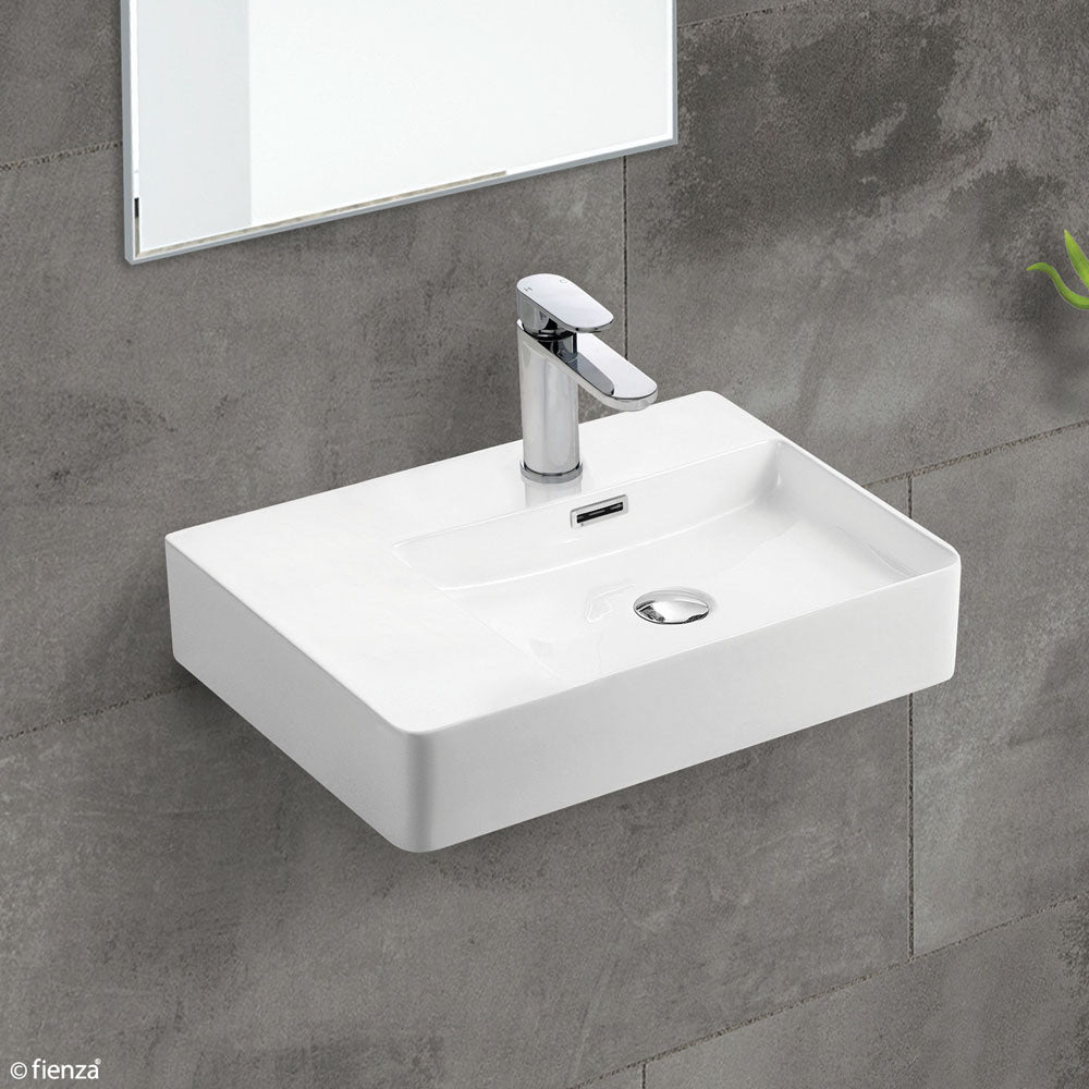 Fienza RB2223R Petra Wall Hung 1 Tap Hole Basin Right Hand, White
