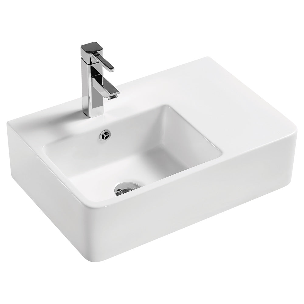Fienza RB2275L Delta Care Gloss White Left Bowl Wall Hung Basin
