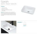 Fienza Sarah RB4071 Semi Inset Basin, White - Special Order