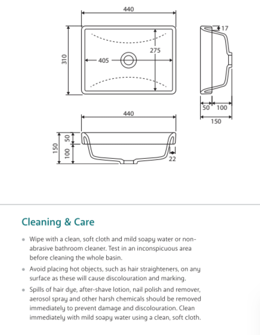 Fienza Sarah RB4071 Semi Inset Basin, White