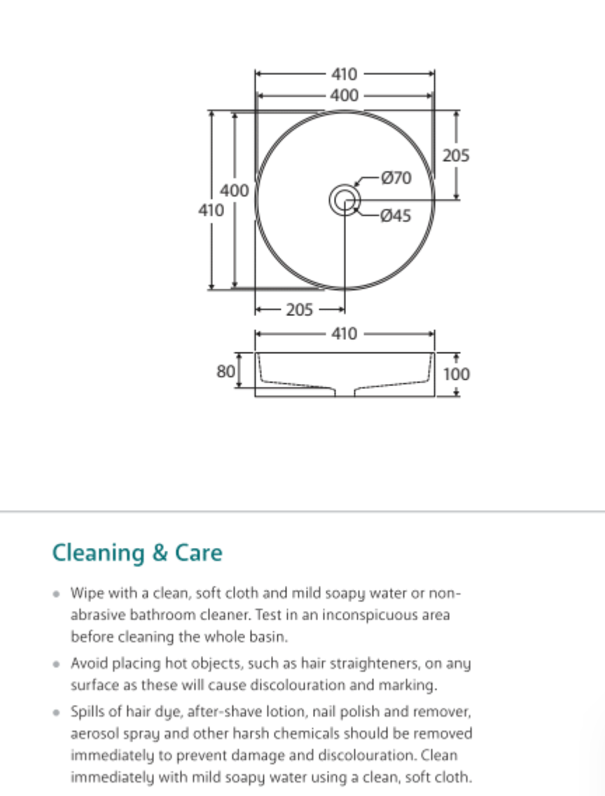 Fienza RB465 Eleanor Round Above Counter Basin, White