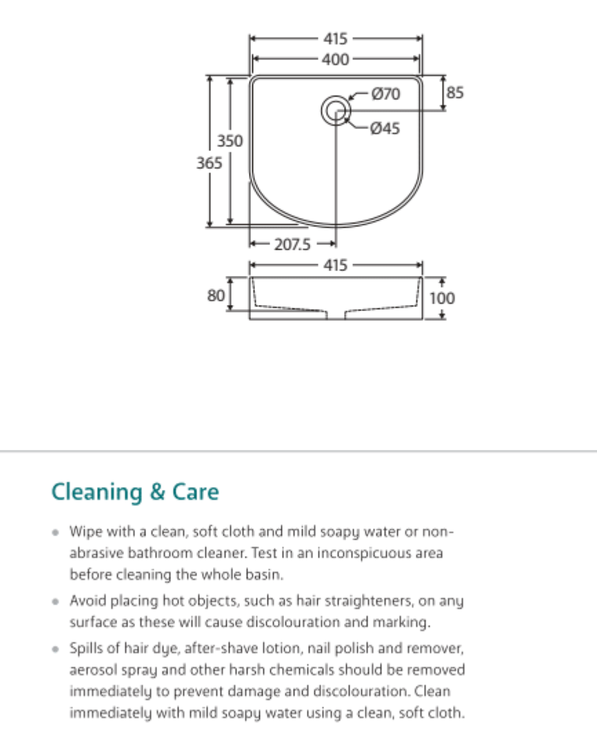 Fienza RB480 Forma Above Counter Basin, White
