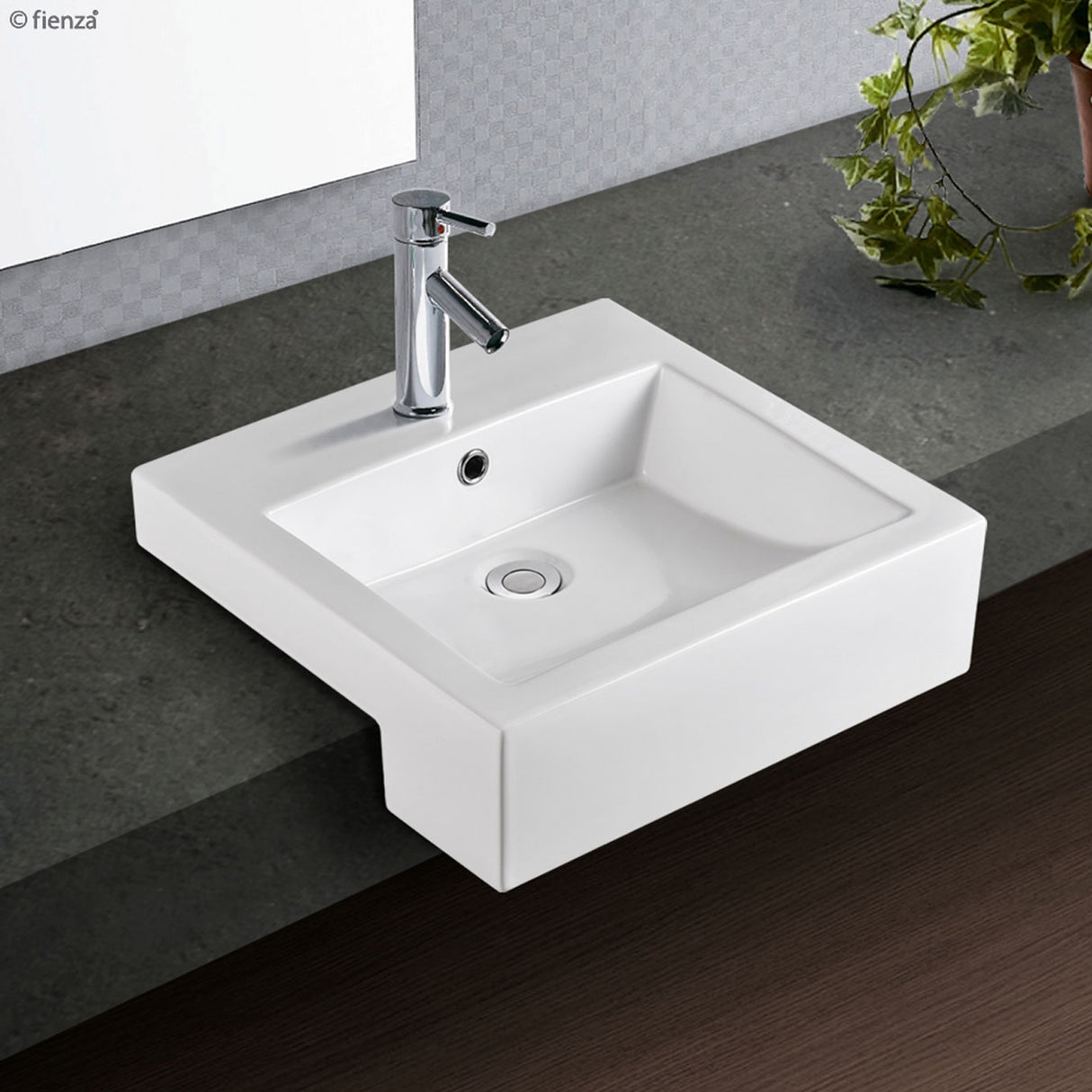 Fienza Jacinta RB8050J 1 Tap Hole Semi Recessed Basin, White