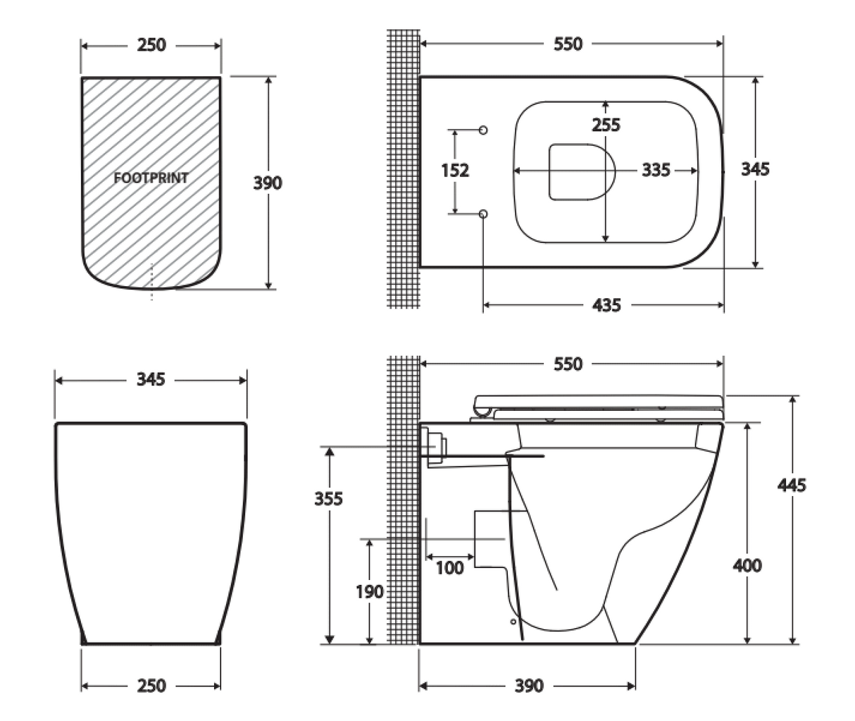 Fienza Rak Caroline Wall-Faced Suite