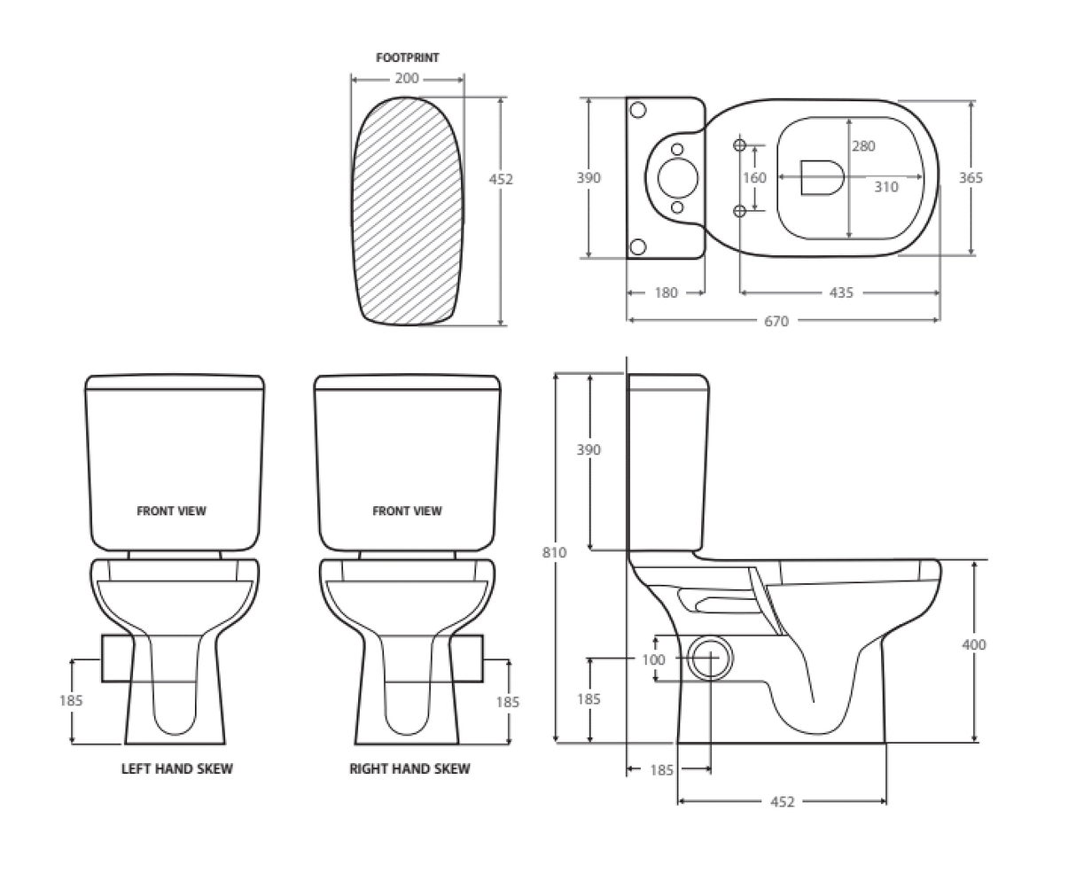 Fienza Rak Liwa Close-Coupled Suite Left Skew Trap - White