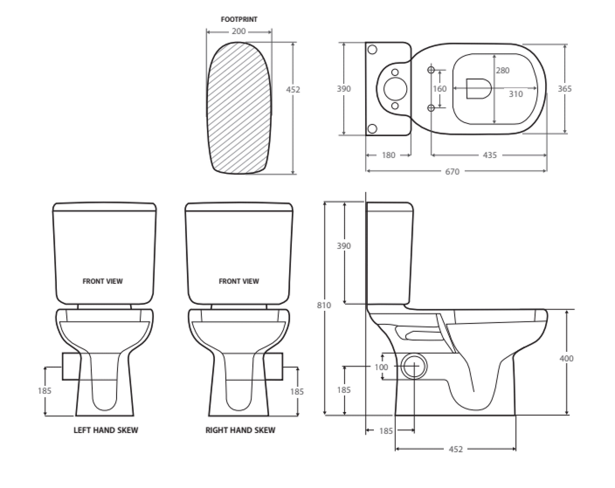 Fienza Rak Liwa Close-Coupled Suite Right Skew Trap - White