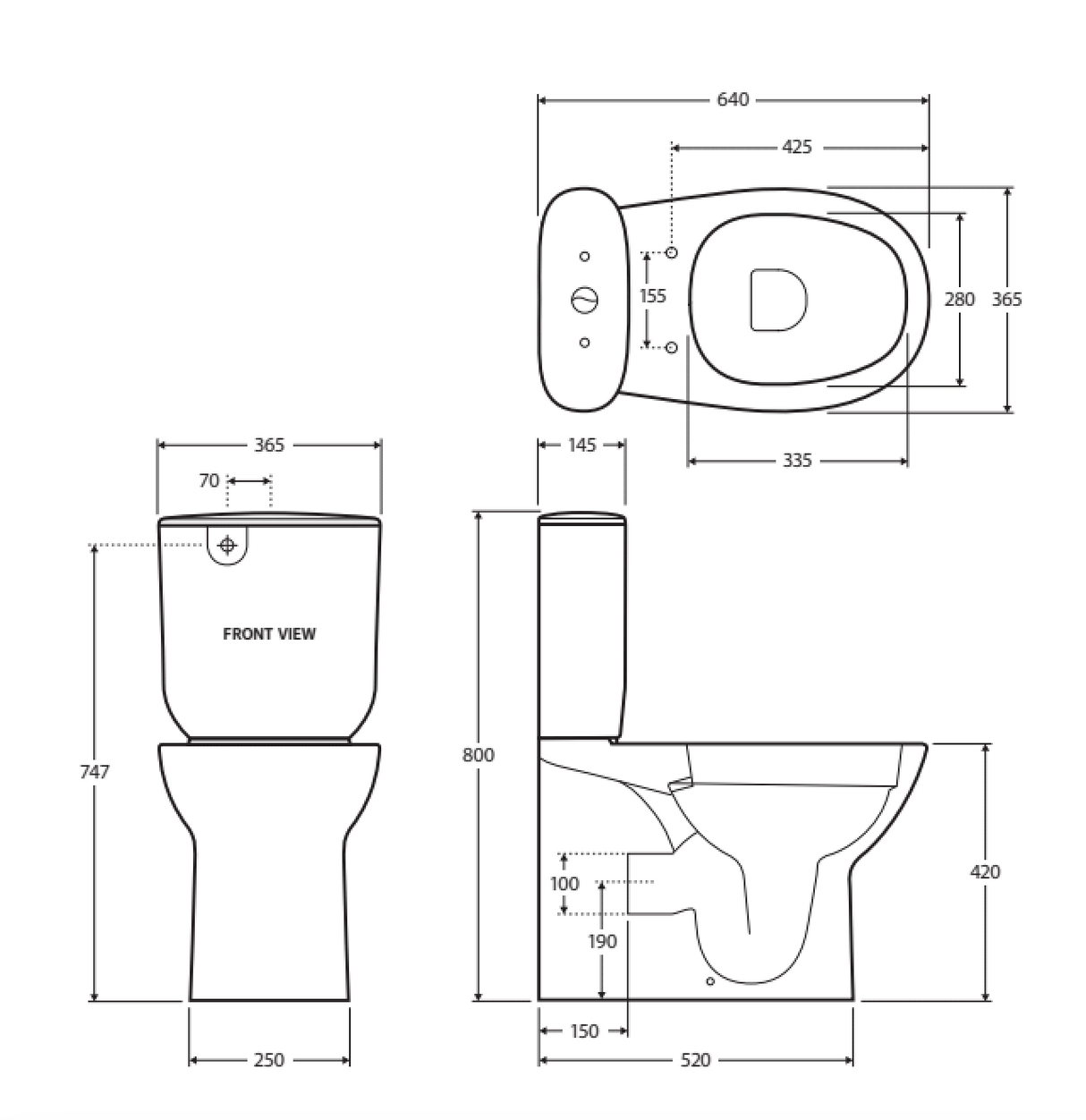 Fienza Rak Morning Back-to-Wall Suite Bottom Inlet - White