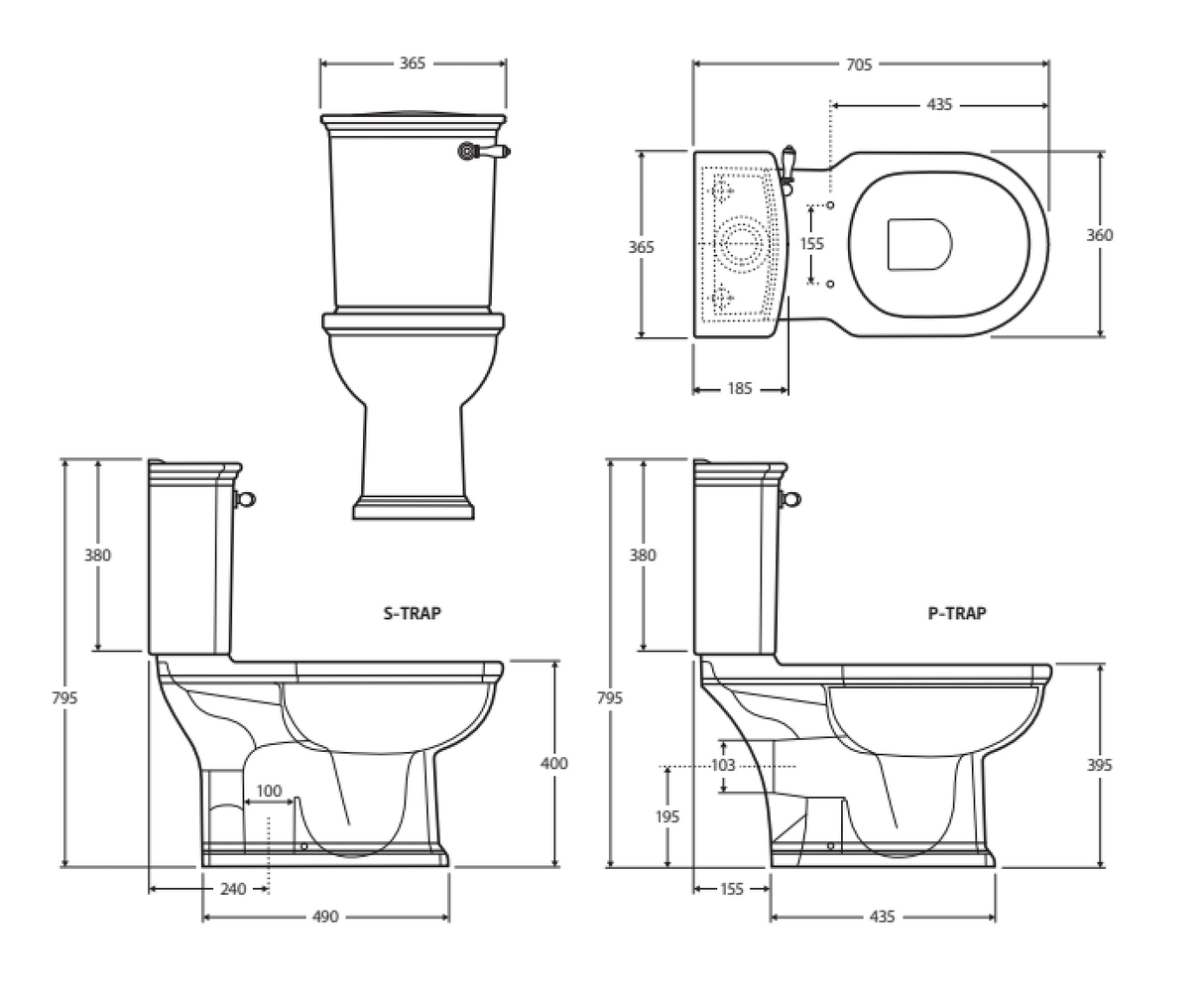 Fienza 070130WS Rak Washington Front Lever Close-Coupled Suite, P-Trap