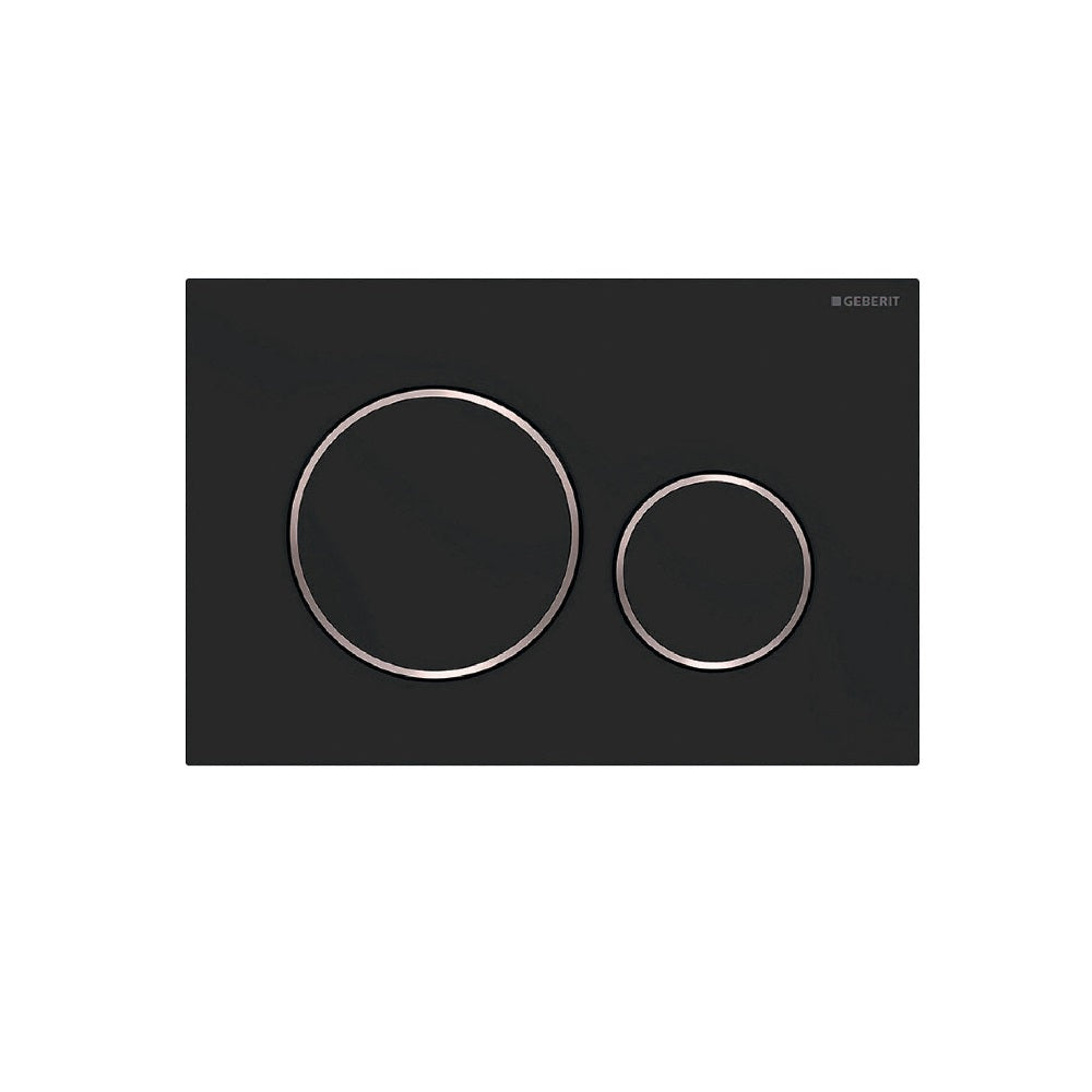 Fienza SIG20-MB Round Flush Buttons for Geberit Sigma 20, Matte Black with Chrome Trim