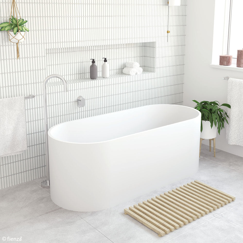 Fienza SS07 Encanto Resin Freestanding Stone Bath 1700mm, Matte White