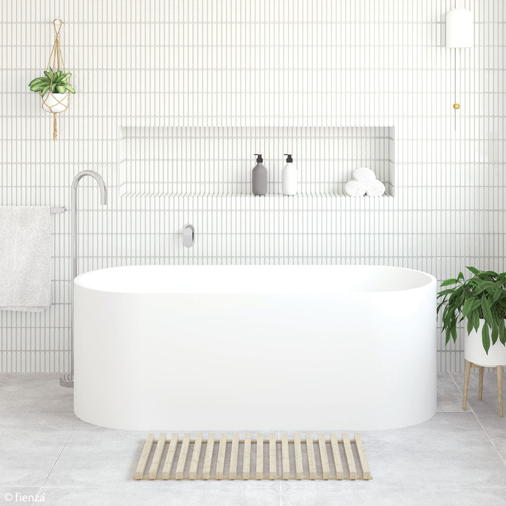 Fienza SS07 Encanto Resin Freestanding Stone Bath 1700mm, Matte White