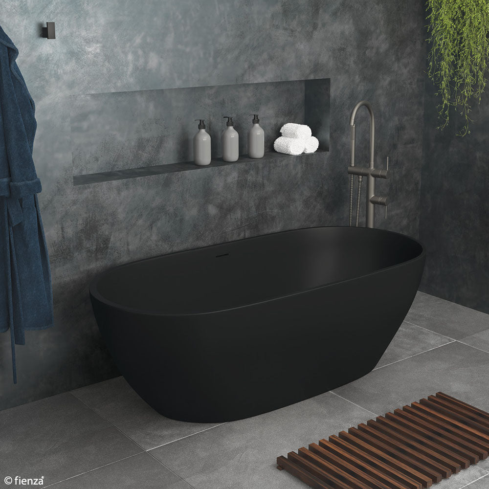 Fienza ST11-1700B Luciana Freestanding Stone Bath 1690mm, Matte Black