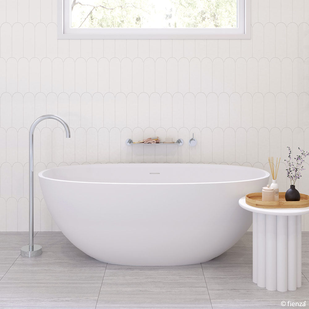 Fienza ST28-1550 Sasso Freestanding Stone Bath 1500mm, Matte White