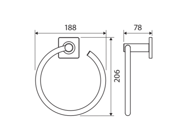 Fienza Sansa Hand Towel Ring 83202GM - Gunmetal Grey