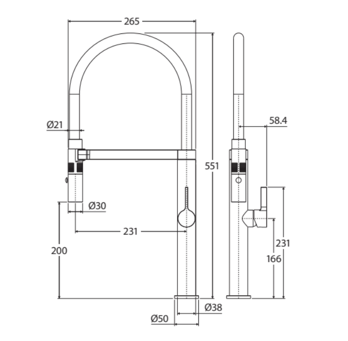 Fienza Sansa Pull Down Sink Mixer - Matte Black