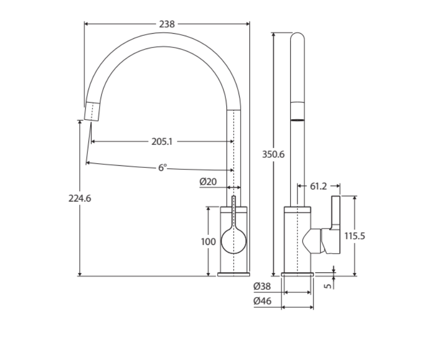 Fienza Sansa Sink Mixer - Urban Brass
