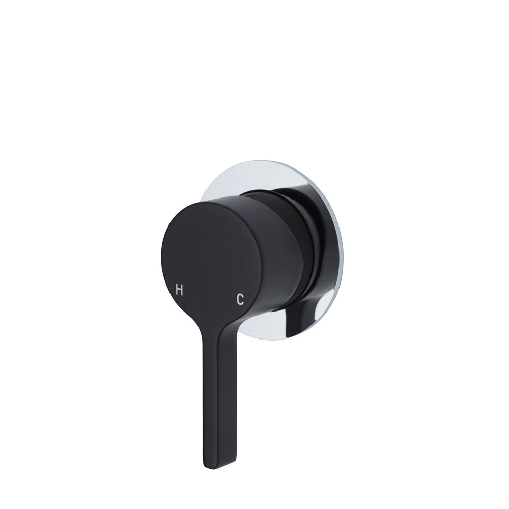 Fienza Sansa Small Round Plate Wall Mixer - Matte Black