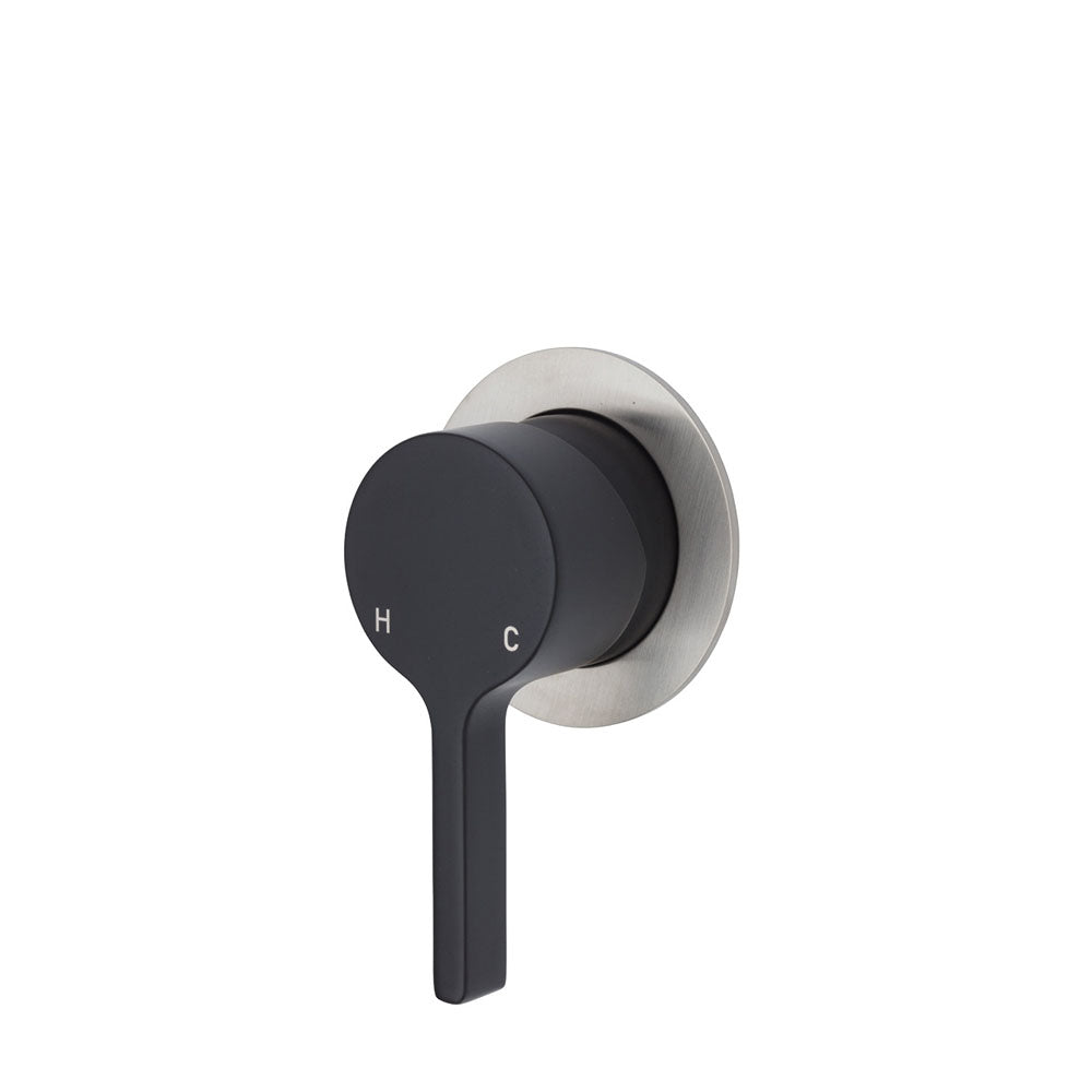 Fienza Sansa Small Round Plate Wall Mixer - Matte Black
