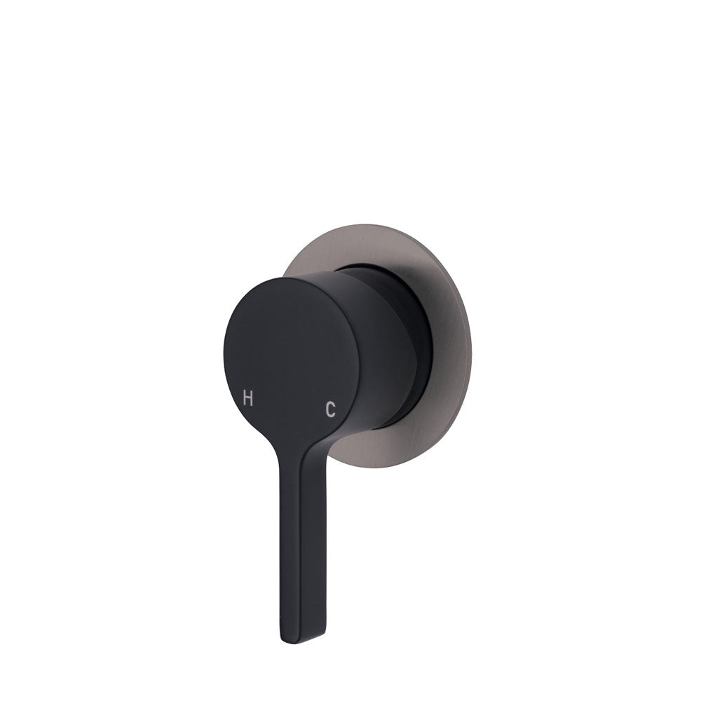Fienza Sansa Small Round Plate Wall Mixer - Matte Black