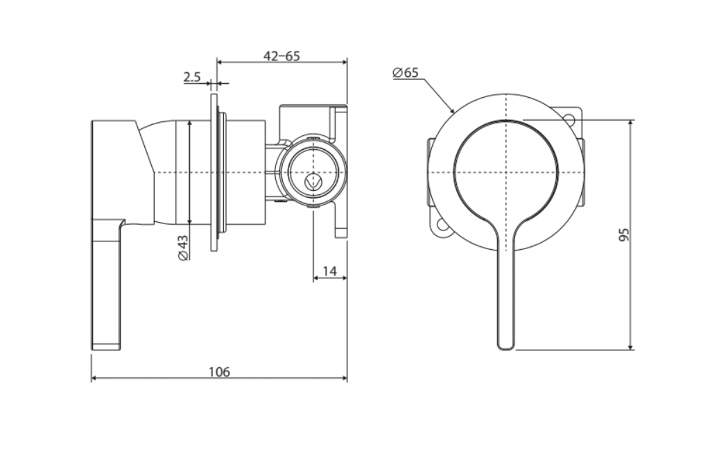 Fienza Sansa Small Round Plate Wall Mixer - Chrome