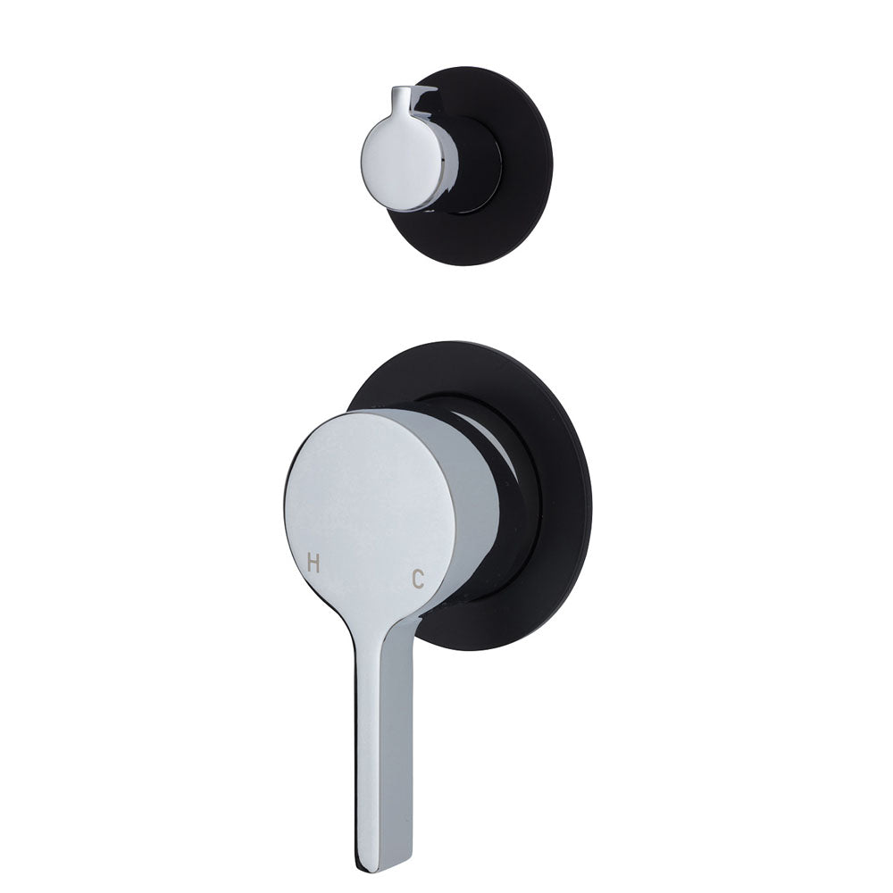 Fienza Sansa Small Round Plates Wall Diverter Mixer - Chrome