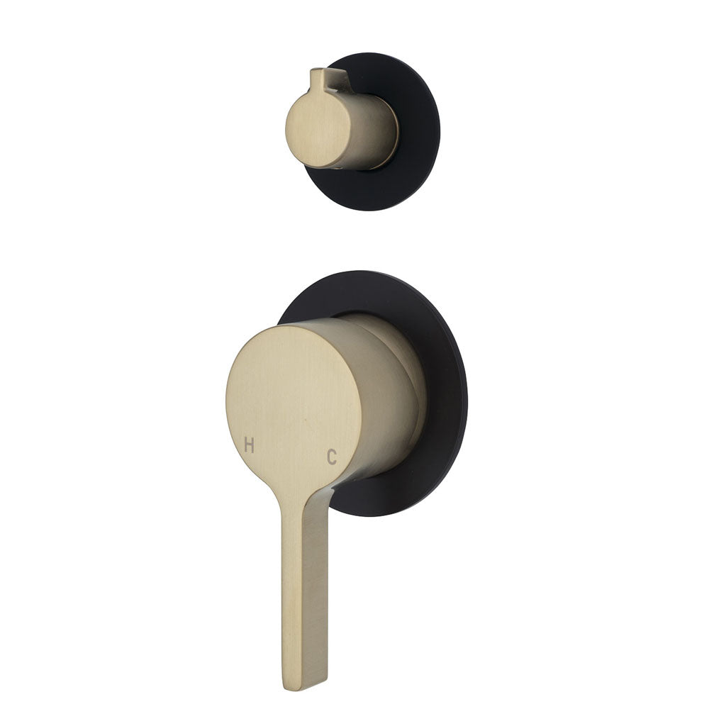 Fienza Sansa Small Round Plates Wall Diverter Mixer - Urban Brass