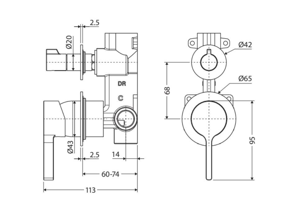 Fienza Sansa Small Round Plates Wall Diverter Mixer - Urban Brass