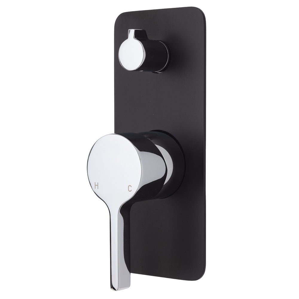 Fienza Sansa Soft Square Plate Wall Diverter Mixer - Chrome