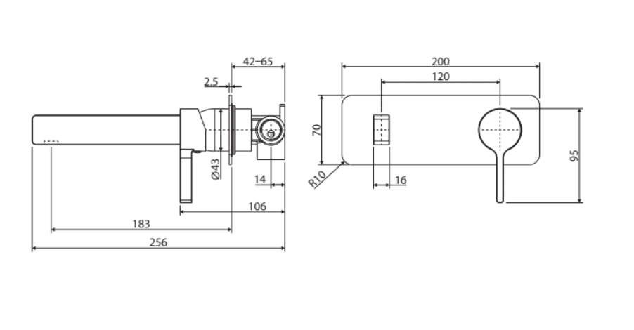 Fienza Sansa Wall Basin Mixer Set - Brushed Nickel