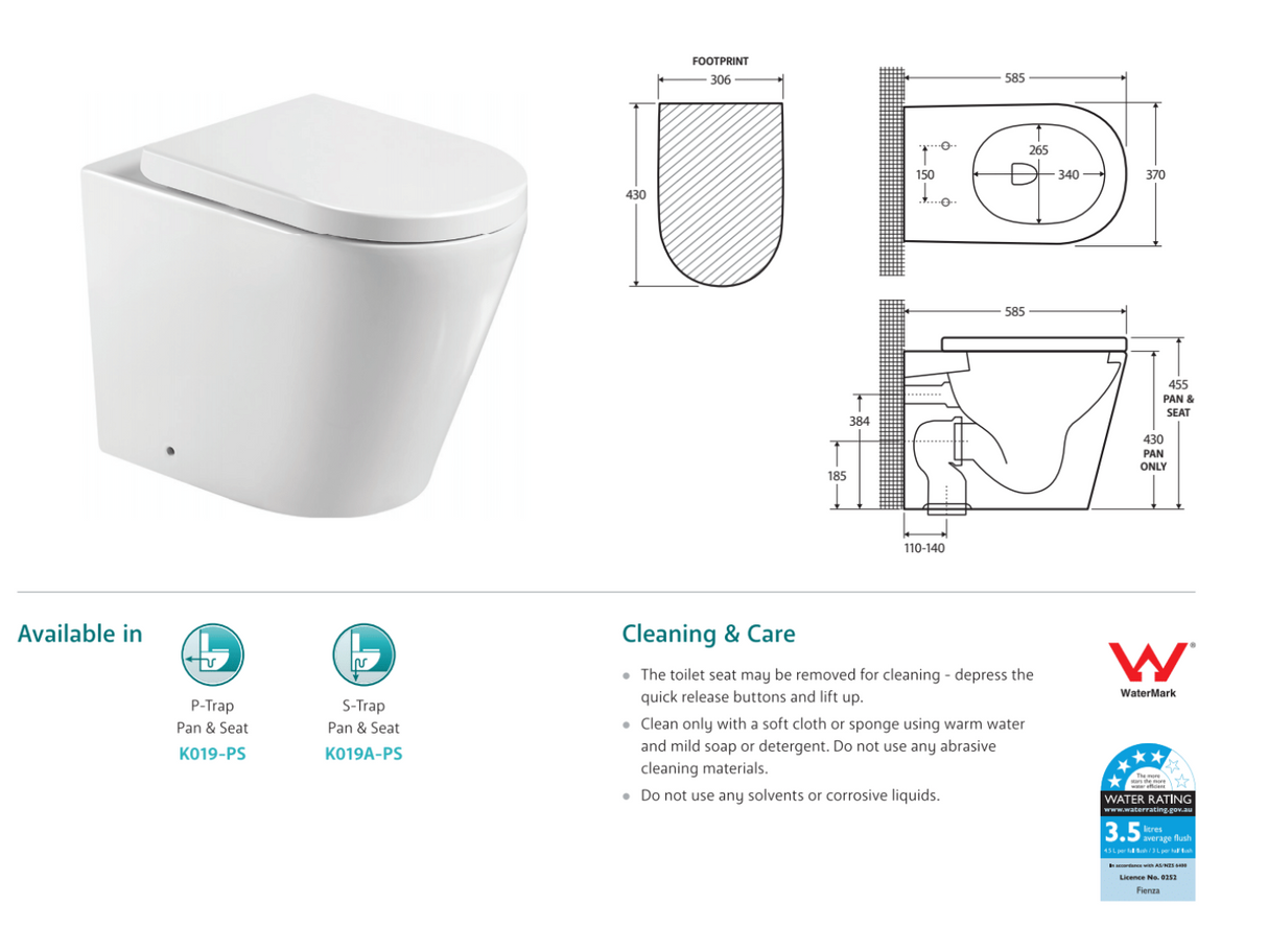 Fienza Isabella Wall-Faced Suite - Gloss White