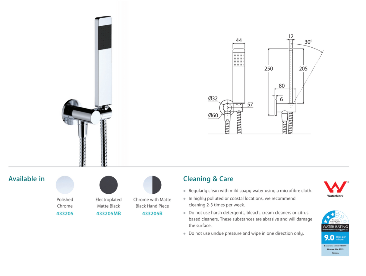 Fienza Lincoln Hand Shower - Matte Black