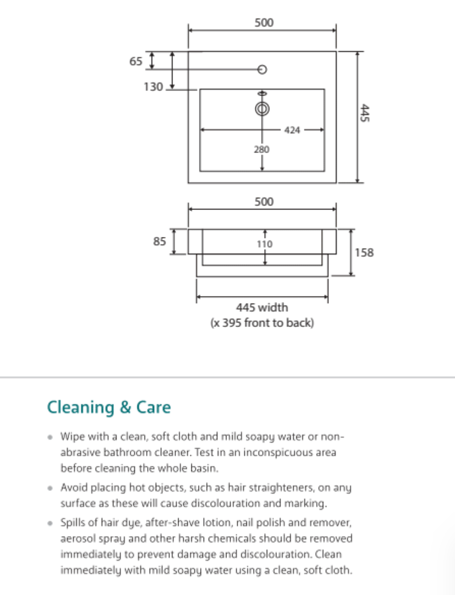 Fienza TR4034A Semi Inset 1 Tap Hole Ceramic Low Profile Basin, White