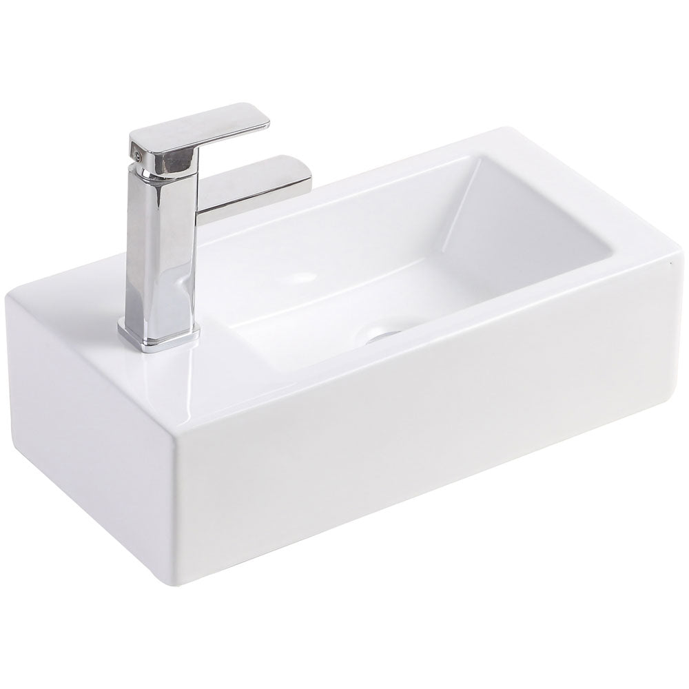 Fienza Linea TR4127 Wall Hung Ceramic Basin - 1 Left Hand Tap Hole, White
