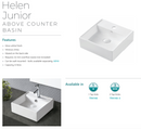 Fienza TR4148 Helen Junior 1 Tap Hole Above Counter Basin, White - Special Order