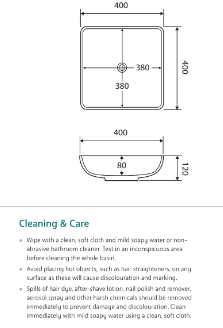 Fienza TR4322 Evie Above Counter Basin, White